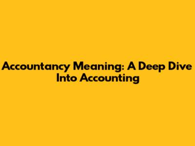 Accountancy Meaning: A Deep Dive Into Accounting