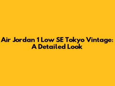 Air Jordan 1 Low SE Tokyo Vintage: A Detailed Look