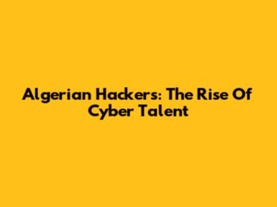 Algerian Hackers: The Rise Of Cyber Talent