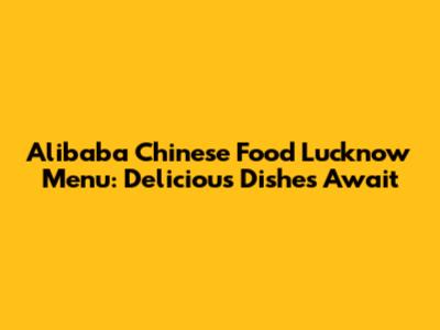 Alibaba Chinese Food Lucknow Menu: Delicious Dishes Await