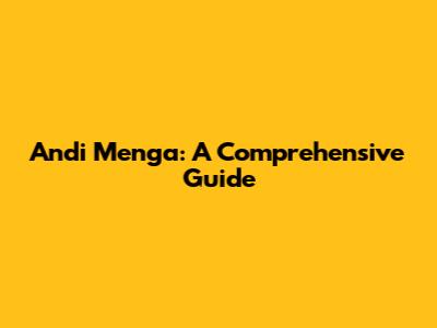 Andi Menga: A Comprehensive Guide