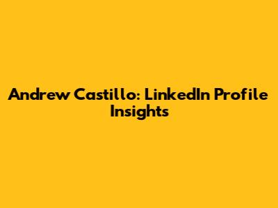 Andrew Castillo: LinkedIn Profile Insights