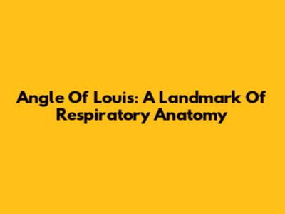 Angle Of Louis: A Landmark Of Respiratory Anatomy