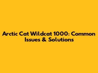 Arctic Cat Wildcat 1000: Common Issues & Solutions