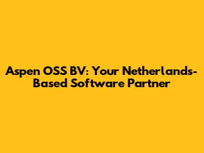Aspen OSS BV: Your Netherlands-Based Software Partner