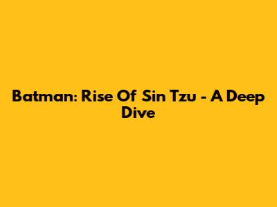 Batman: Rise Of Sin Tzu - A Deep Dive