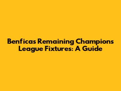Benfica's Remaining Champions League Fixtures: A Guide
