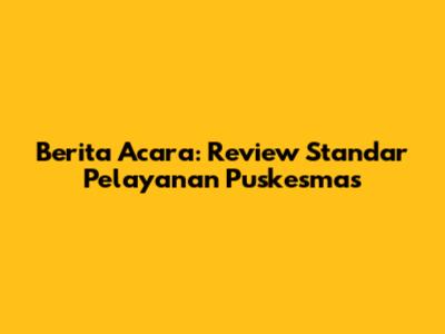 Berita Acara: Review Standar Pelayanan Puskesmas
