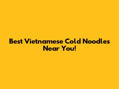 Best Vietnamese Cold Noodles Near You!
