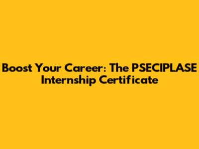 Boost Your Career: The PSECIPLASE Internship Certificate