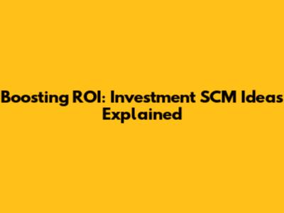 Boosting ROI: Investment SCM Ideas Explained