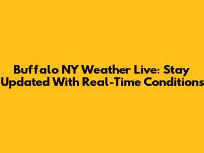 Buffalo NY Weather Live: Stay Updated With Real-Time Conditions