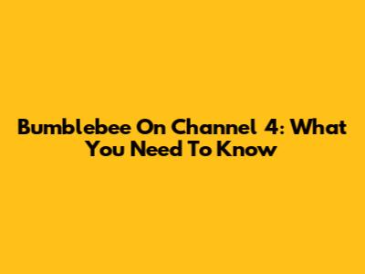 Bumblebee On Channel 4: What You Need To Know
