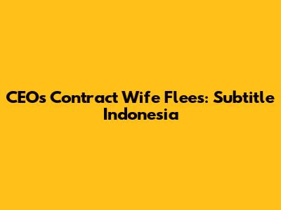 CEO's Contract Wife Flees: Subtitle Indonesia