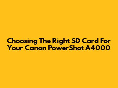 Choosing The Right SD Card For Your Canon PowerShot A4000