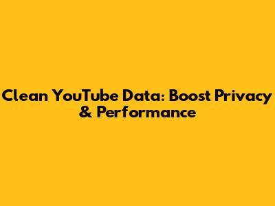 Clean YouTube Data: Boost Privacy & Performance