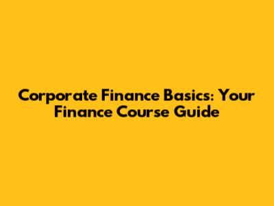 Corporate Finance Basics: Your Finance Course Guide