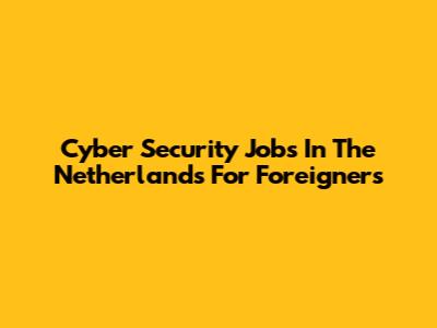 Cyber Security Jobs In The Netherlands For Foreigners