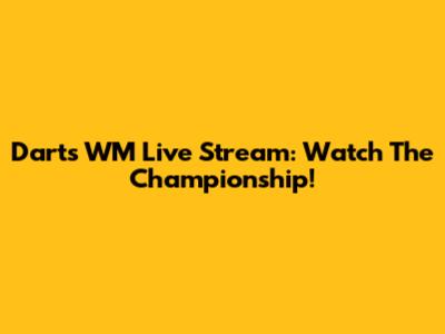Darts WM Live Stream: Watch The Championship!