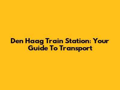Den Haag Train Station: Your Guide To Transport