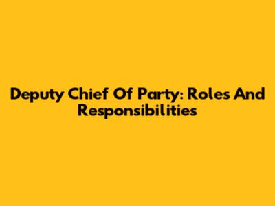 Deputy Chief Of Party: Roles And Responsibilities