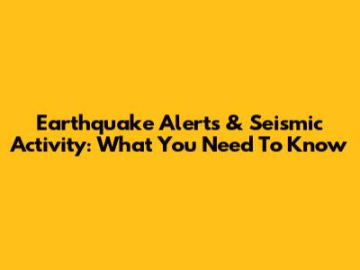 Earthquake Alerts & Seismic Activity: What You Need To Know