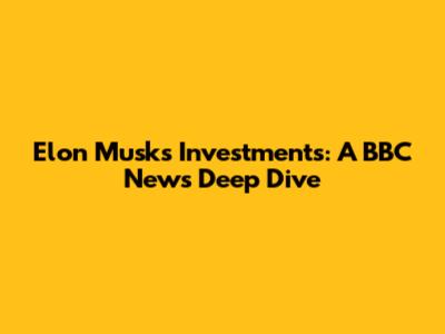 Elon Musk's Investments: A BBC News Deep Dive
