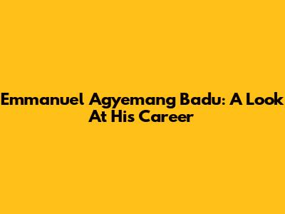 Emmanuel Agyemang Badu: A Look At His Career