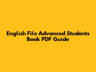 English File Advanced Student's Book PDF Guide