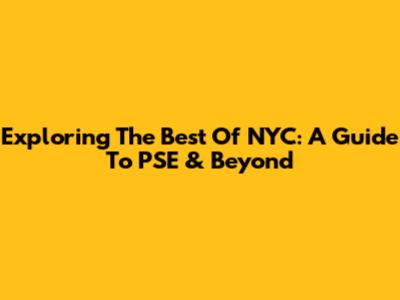 Exploring The Best Of NYC: A Guide To PSE & Beyond