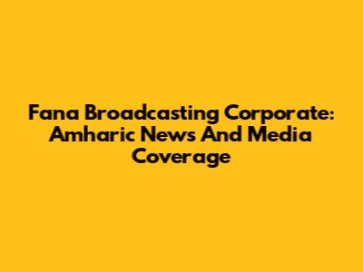Fana Broadcasting Corporate: Amharic News And Media Coverage