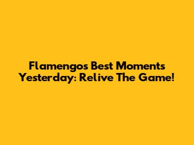 Flamengo's Best Moments Yesterday: Relive The Game!