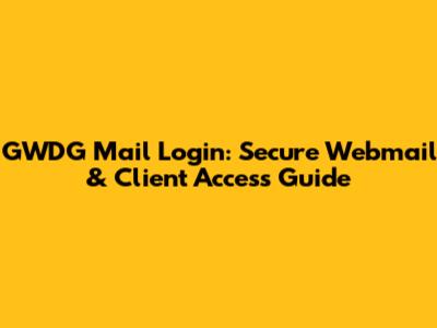 GWDG Mail Login: Secure Webmail & Client Access Guide