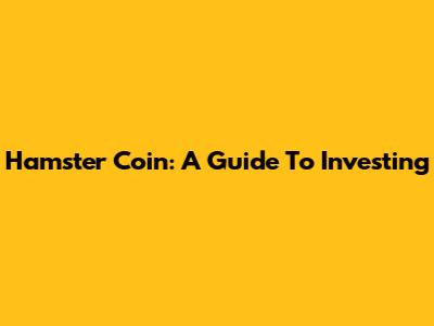 Hamster Coin: A Guide To Investing
