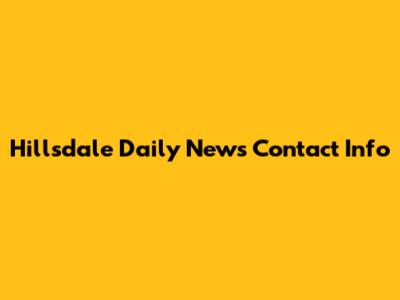 Hillsdale Daily News Contact Info