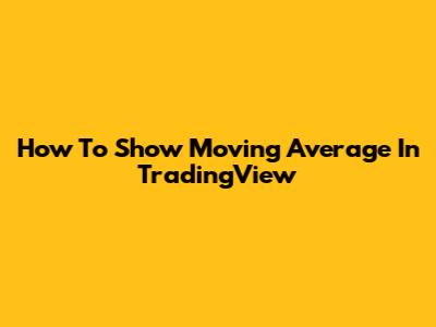 How To Show Moving Average In TradingView