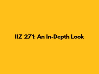 IIZ 271: An In-Depth Look