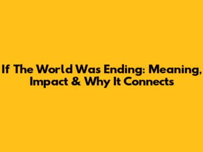 If The World Was Ending: Meaning, Impact & Why It Connects