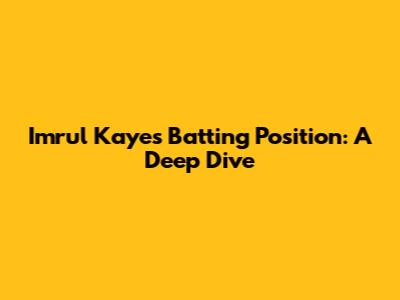 Imrul Kayes' Batting Position: A Deep Dive