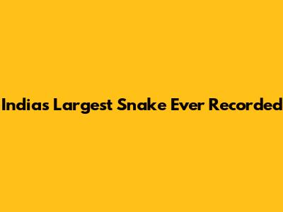 India's Largest Snake Ever Recorded