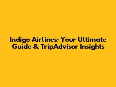 Indigo Airlines: Your Ultimate Guide & TripAdvisor Insights