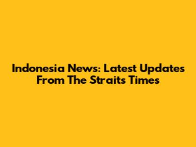 Indonesia News: Latest Updates From The Straits Times