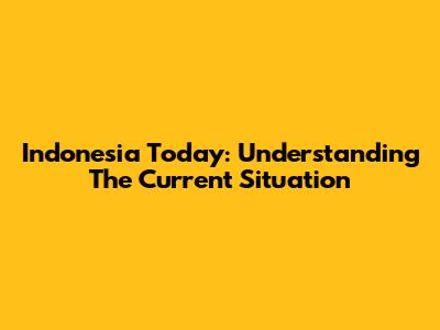 Indonesia Today: Understanding The Current Situation
