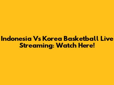 Indonesia Vs Korea Basketball Live Streaming: Watch Here!
