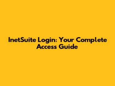 InetSuite Login: Your Complete Access Guide