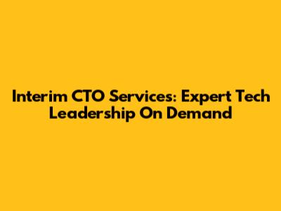 Interim CTO Services: Expert Tech Leadership On Demand