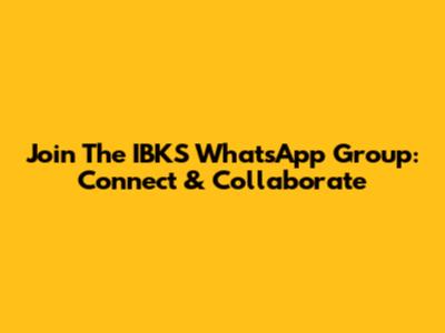Join The IBKS WhatsApp Group: Connect & Collaborate