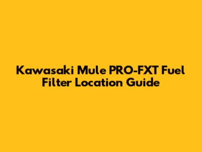 Kawasaki Mule PRO-FXT Fuel Filter Location Guide
