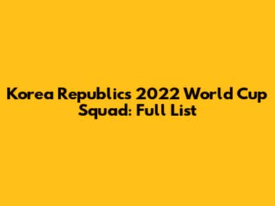 Korea Republic's 2022 World Cup Squad: Full List