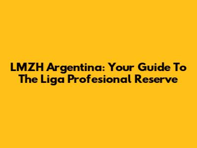 LMZH Argentina: Your Guide To The Liga Profesional Reserve